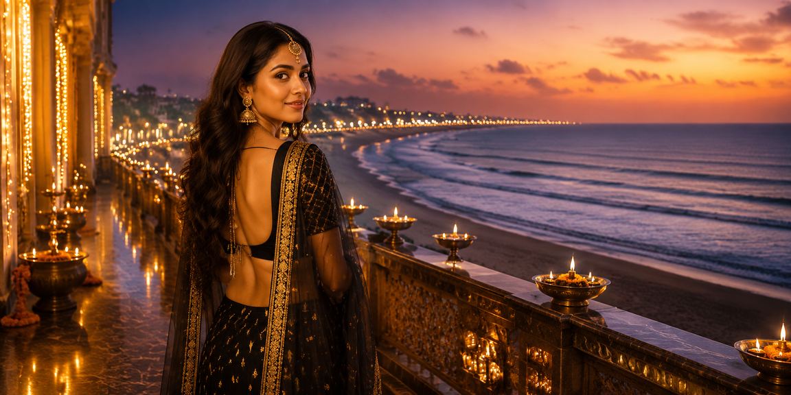Marina Beach entertainment with casino-style event during Diwali festival